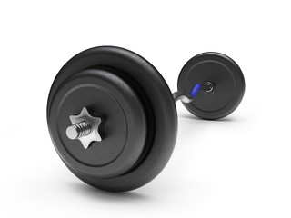 Fototapeta premium Barbell with plastic concrete-filled weights