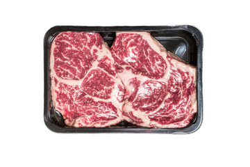 Two ribeye steaks in vacuum package