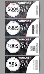 Set of modern gift voucher templates. Polygonal design vector, colorful geometric triangular backgrounds