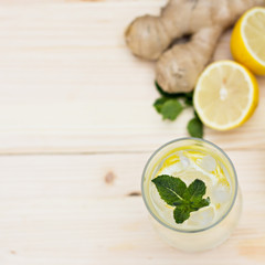 Lemonade with lemon and ginger
