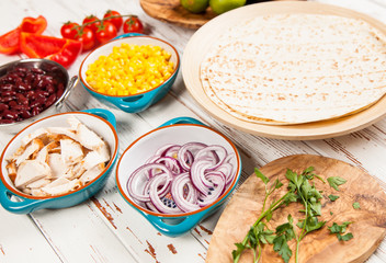 Tortilla with a mix of ingredients