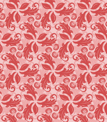 Floral red ornament. Seamless abstract background with fine pattern
