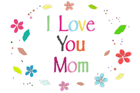 I love you mom on Mother's Day greeting card printed balloons vector