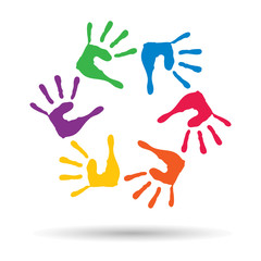 Fototapeta premium Vector conceptual children painted hand print isolated