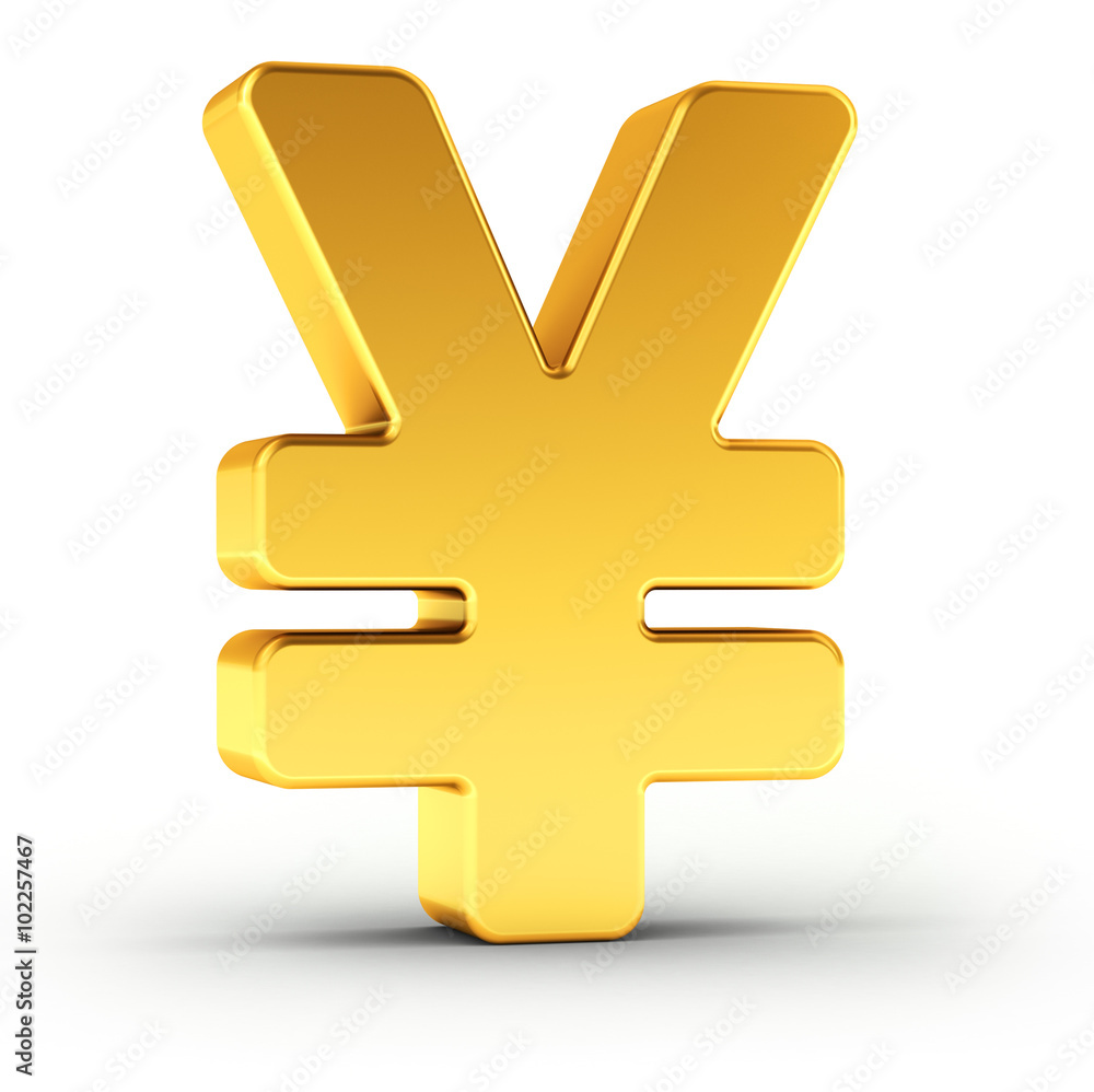 Poster the yen symbol as a polished golden object with clipping path
