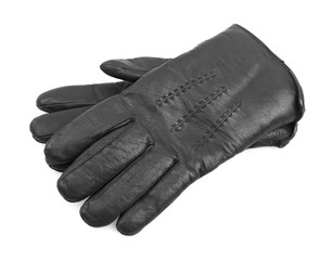 Men's black leather gloves