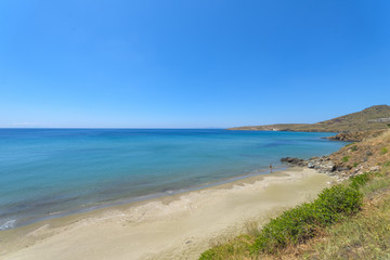 The aegean sea in one of the most beautiful beaches in Mykonos,