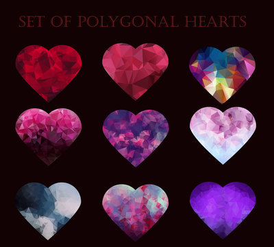 Set of polygonal hearts