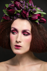  girls with beautiful flowers on the head and a stylish makeover