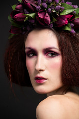  girls with beautiful flowers on the head and a stylish makeover