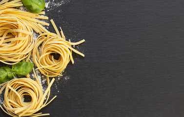 Fresh italian pasta and basil