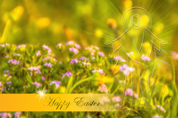 Happy Easter greeting card with Risen Lord Jesus Christ