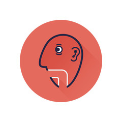 Laryngology icon on red round with pharynx