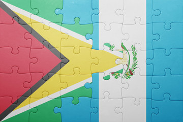 puzzle with the national flag of guatemala and guyana