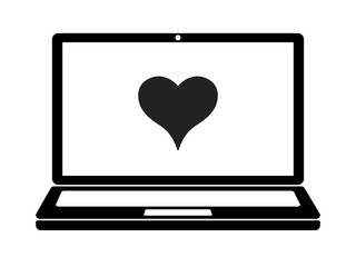 Laptop and Heart Vector.