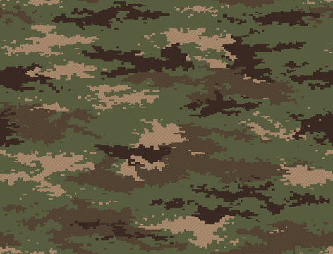 Digital Pixel Camouflage Green Seamless Pattern