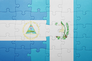 puzzle with the national flag of guatemala and nicaragua