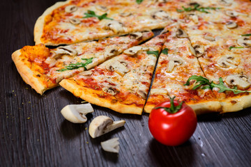 fresh delicious Italian pizza with mushrooms