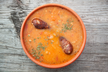 barley soup with pork sausage