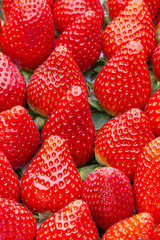 Box of strawberries, harvest collection.