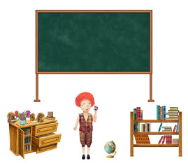 Back to school illustration with happy child