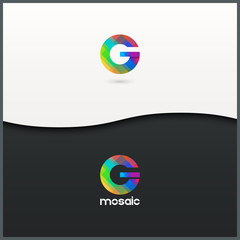 letter G logo alphabet mosaic icon set background