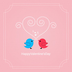 Valentines day card with birds vector background
