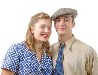 young couple in vintage clothing, 40s