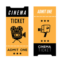 Composition with decorative cinema tickets. Cinema related illustration for web, flyers, print design.