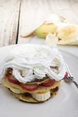 Strawberry Banana  pancake with Whipped Cream