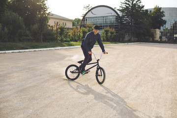 Young BMX bicycle rider