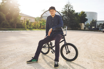 Young BMX bicycle rider