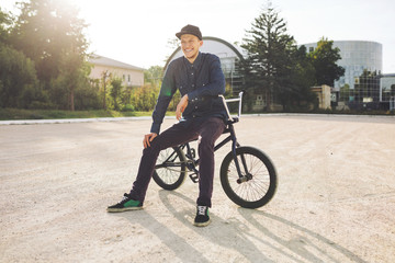 Young BMX bicycle rider