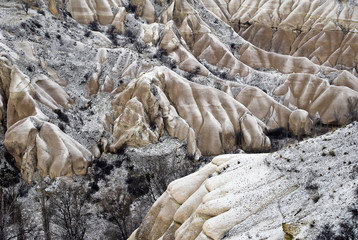 Sandstone formations in Cappadocia, Turkey.
