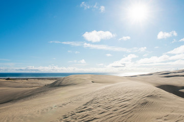 View from the top of the scenic dunes of Te Paki in the Far North, New Zealand