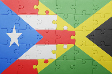puzzle with the national flag of jamaica and puerto rico
