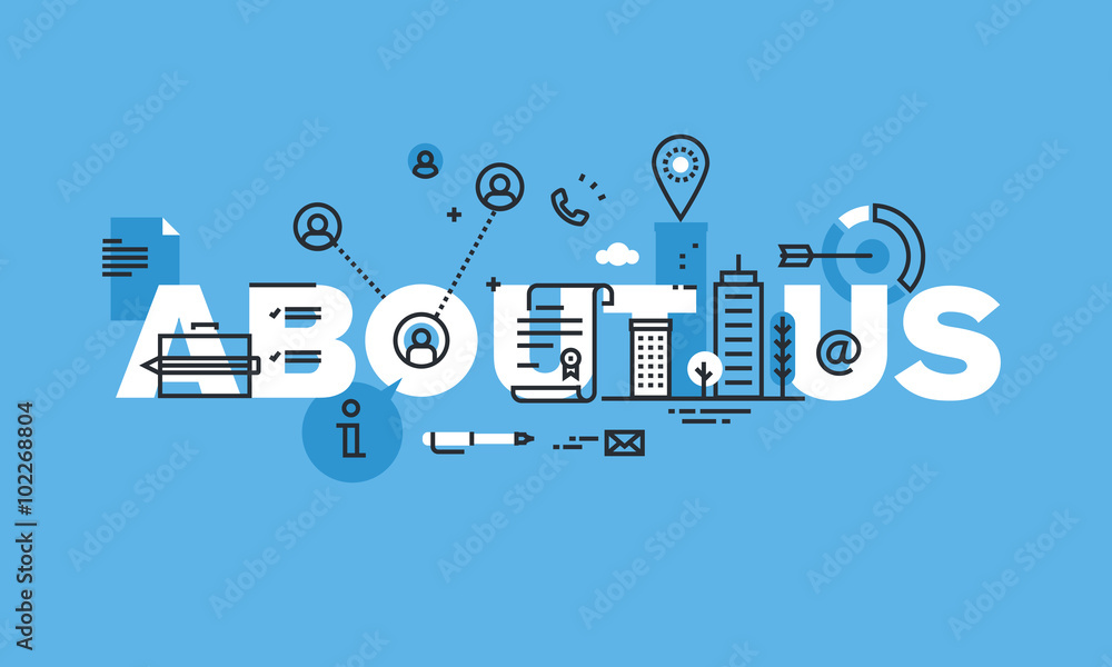 Aufkleber modern thin line design concept for about us website banner. vector illustration concept for basic c