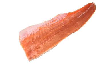 Fresh red fish salmon fillet over white