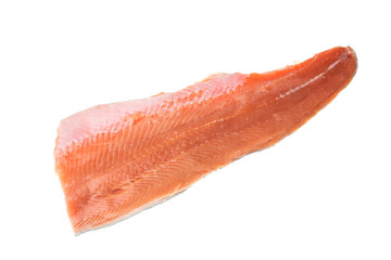 Fresh red fish salmon fillet over white