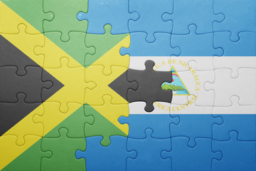 puzzle with the national flag of nicaragua and jamaica