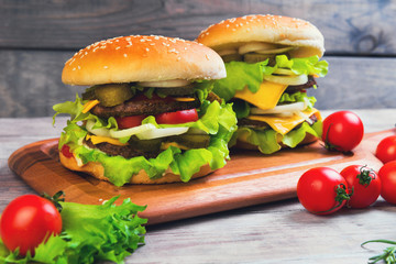 Two big cheeseburger deluxe