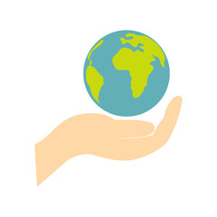 Globe in hand flat icon