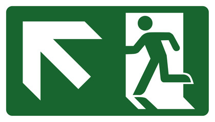 signpost, leave, enter or pass through the door up the left