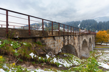 Viaduct was built during the Austro-Hungarian empire in the village of Vorokhta, Ukraine