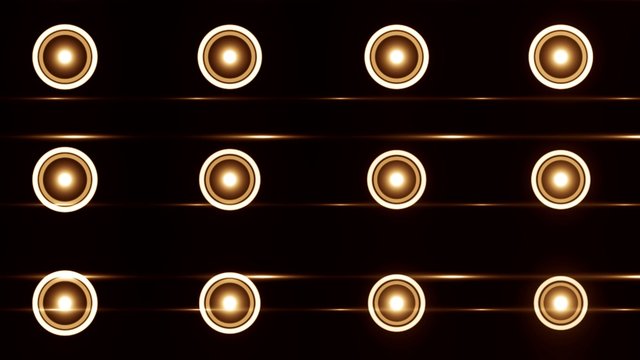 Floodlights orange disco background. Abstract motion background, shining lights, energy waves.