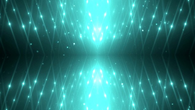 Fractal Neon kaleidoscopic background with brilliant particles. Disco spectrum lights concert spot bulb.