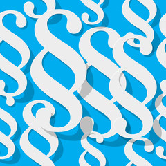 Paragraph paper symbols seamless Pattern with Shadows on a blue background.