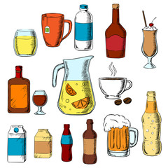 Assorted beverages, alcohol and drinks