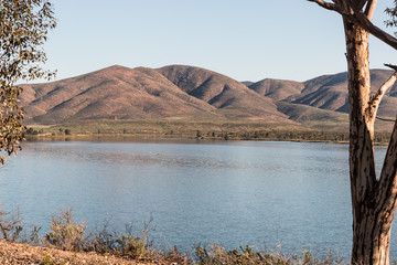 Mountains and lake at Lower Otay Lake in Chula Vista, California