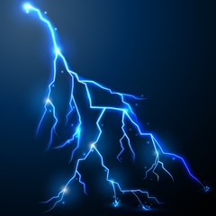 Lightning of blue with a black background